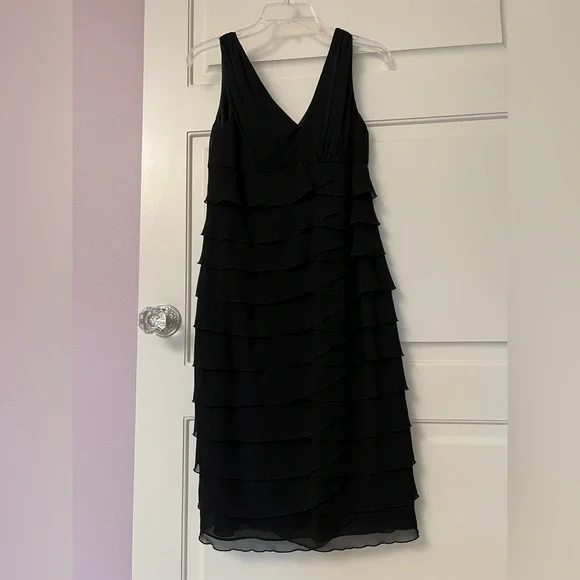 Jones New York | Dresses | Jones New York Black Ruffle Chiffon Cocktail  Dress Nwt | Poshmark